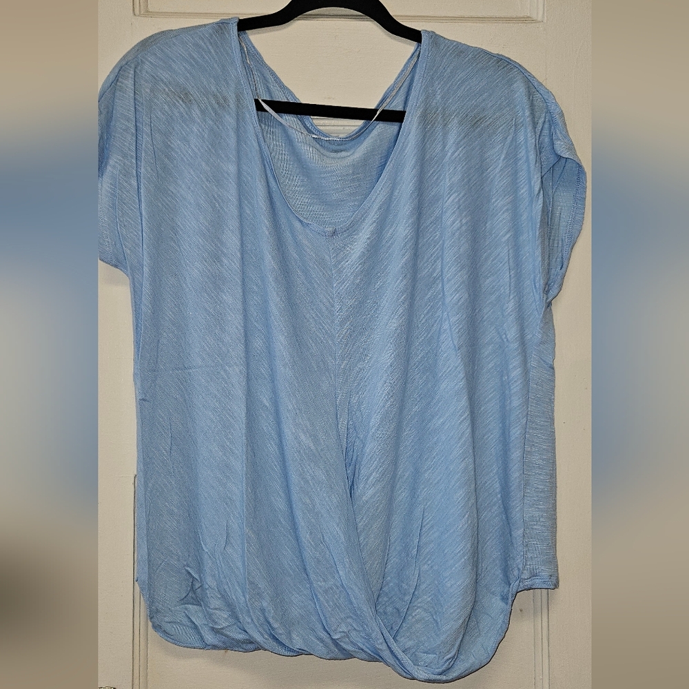 a.n.a Sky Blue Draped Short Sleeve Tee